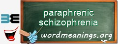 WordMeaning blackboard for paraphrenic schizophrenia